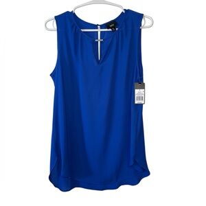 MASSIMO royal blue flow tank top blouse with gold neck piece